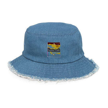 Distressed denim bucket hat