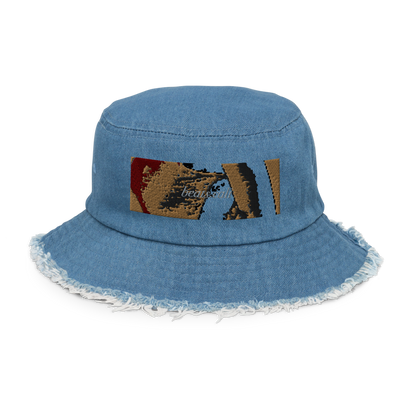 Distressed denim bucket hat