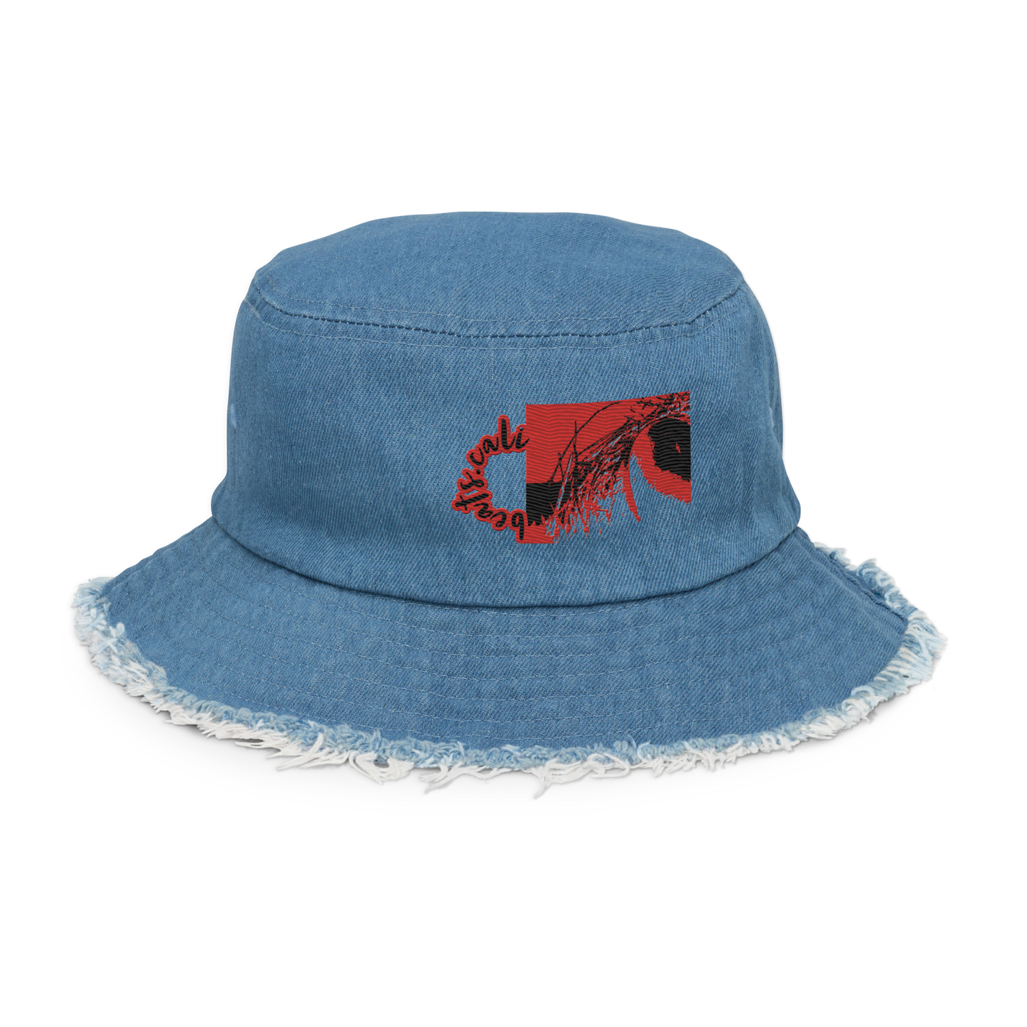 Distressed denim bucket hat