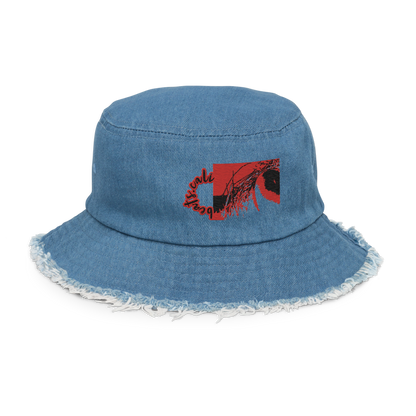Distressed denim bucket hat