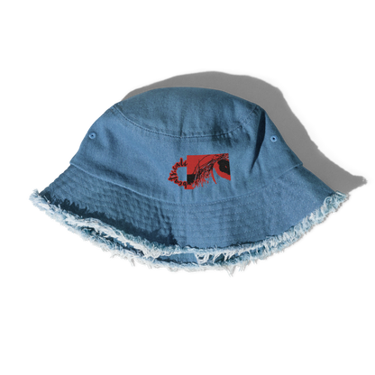 Distressed denim bucket hat