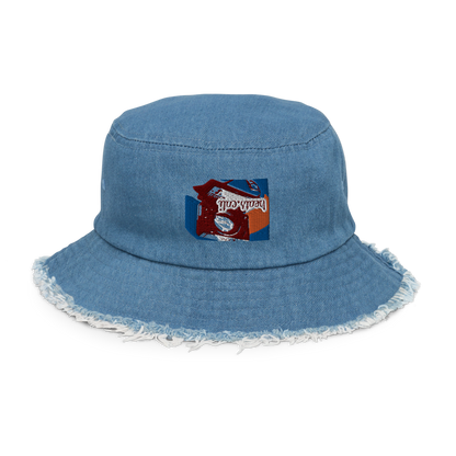 Distressed denim bucket hat