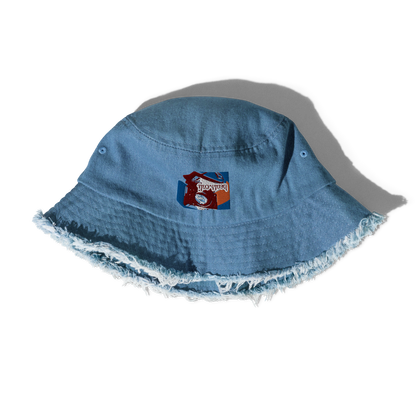 Distressed denim bucket hat