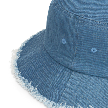 Distressed denim bucket hat