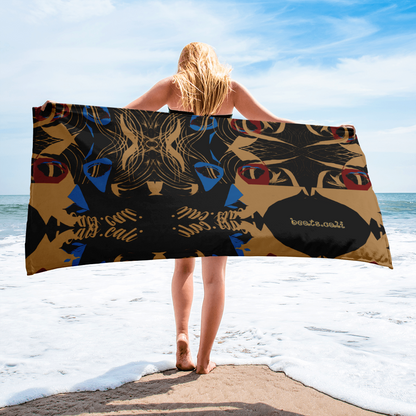 Designed for both aesthetic appeal and practicality, our towel boasts a generous size of 30″ × 60″ × 0.28″ (76 × 152 × 0.7 cm), enveloping you in luxurious warmth with every use. Its all-over sublimation print captures intricate details and vibrant hues, ensuring a visual feast for the senses. But functionality is never compromised with Beats.Cali.  The absorbent terry fabric with its water-absorbing capabilities for maximum utility promises to cocoon you in comfort. 