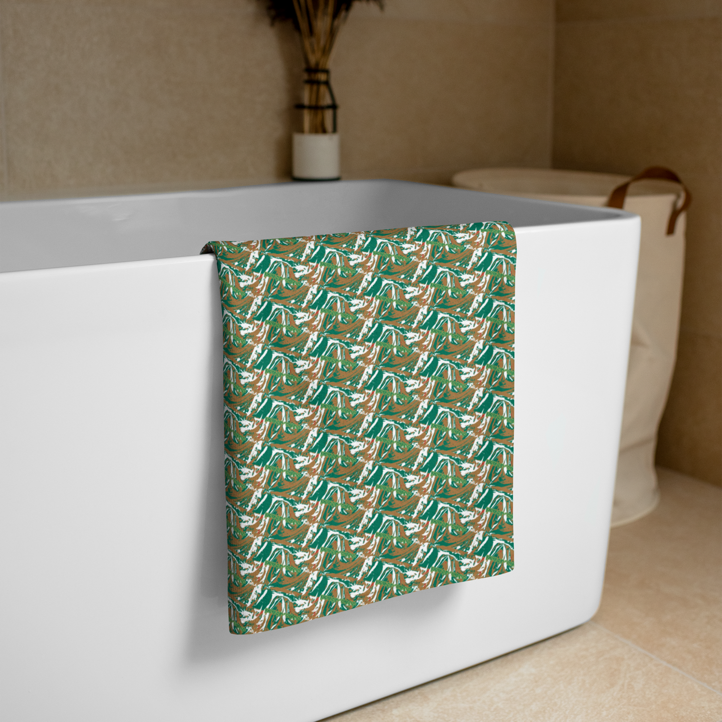 Designed for both aesthetic appeal and practicality, our towel boasts a generous size of 30″ × 60″ × 0.28″ (76 × 152 × 0.7 cm), enveloping you in luxurious warmth with every use. Its all-over sublimation print captures intricate details and vibrant hues, ensuring a visual feast for the senses. But functionality is never compromised with Beats.Cali.  The absorbent terry fabric with its water-absorbing capabilities for maximum utility promises to cocoon you in comfort. 