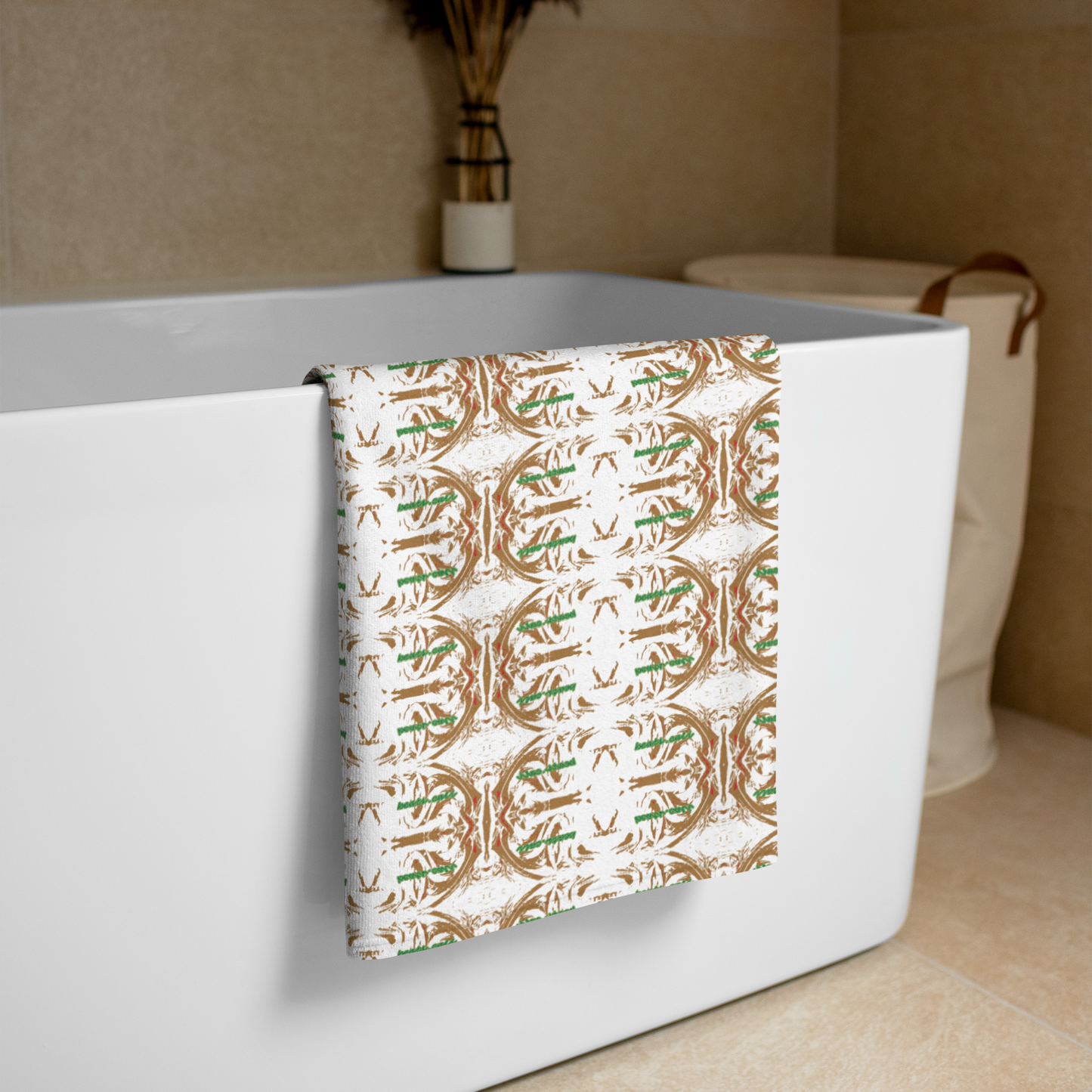 Designed for both aesthetic appeal and practicality, our towel boasts a generous size of 30″ × 60″ × 0.28″ (76 × 152 × 0.7 cm), enveloping you in luxurious warmth with every use. Its all-over sublimation print captures intricate details and vibrant hues, ensuring a visual feast for the senses. But functionality is never compromised with Beats.Cali.  The absorbent terry fabric with its water-absorbing capabilities for maximum utility promises to cocoon you in comfort. 